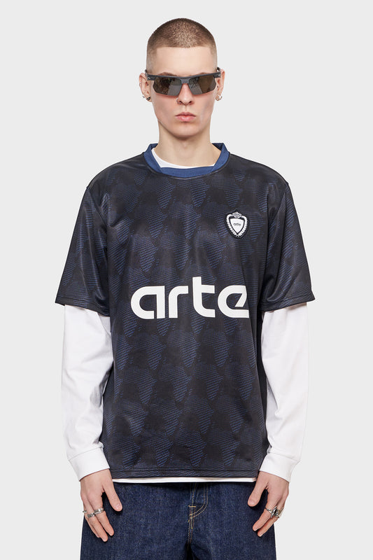meskie#@Koszulka FOOTBALL сzarno-granatowa