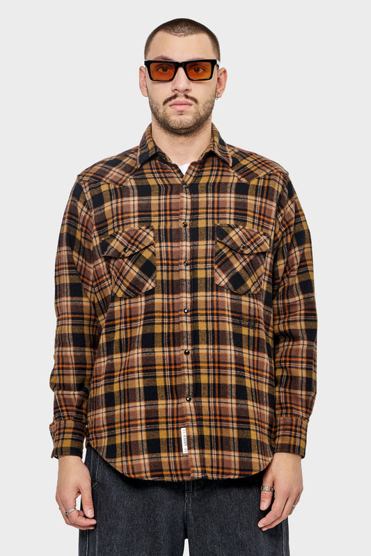 Koszula OD PLAID WESTERN SHIRT ciemna oliwka