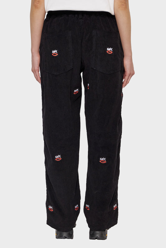damskie#@Spodnie SEX LOGO EMBROIDERED czarne