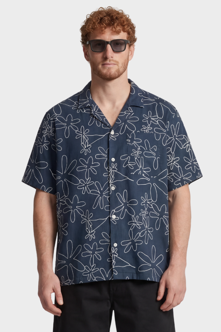 Koszula PEER EMBROIDERY REGULAR granatowa