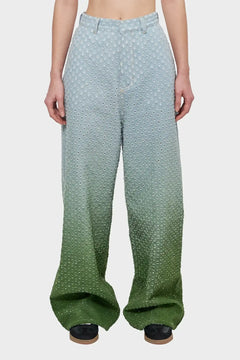 Spodnie PERFORATED JEANS jasnoniebieskie/zielone