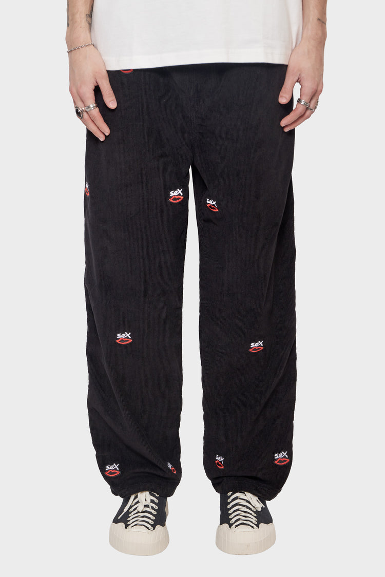 meskie#@Spodnie SEX LOGO EMBROIDERED czarne