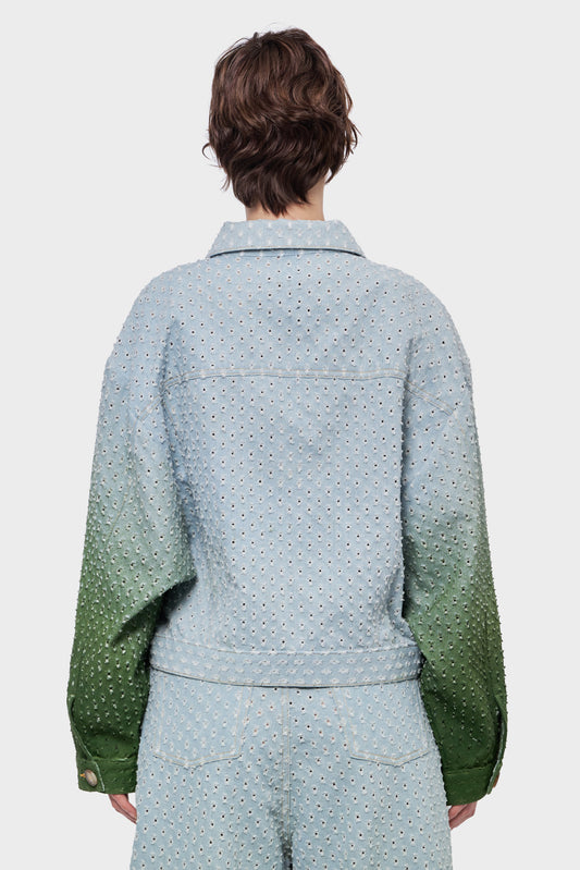 PERFORATED JACKET light blue/green