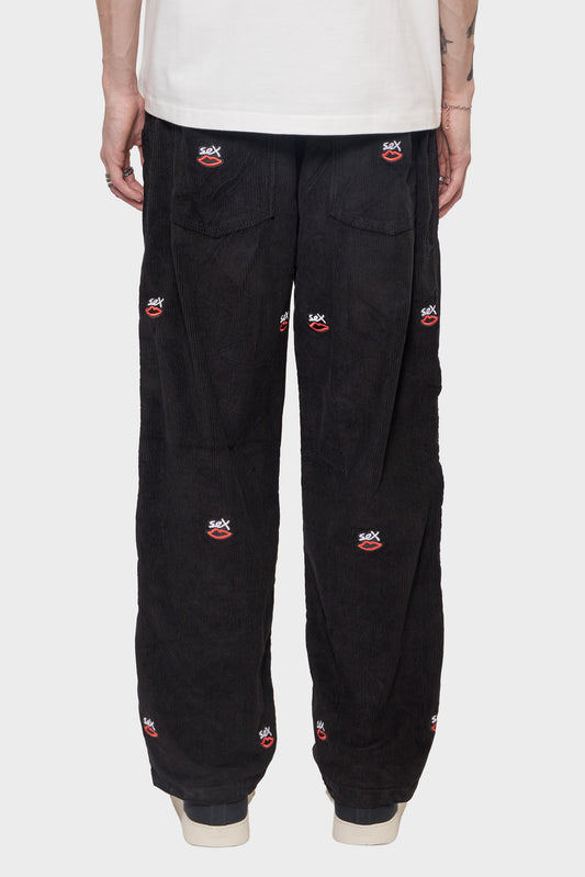 meskie#@Spodnie SEX LOGO EMBROIDERED czarne