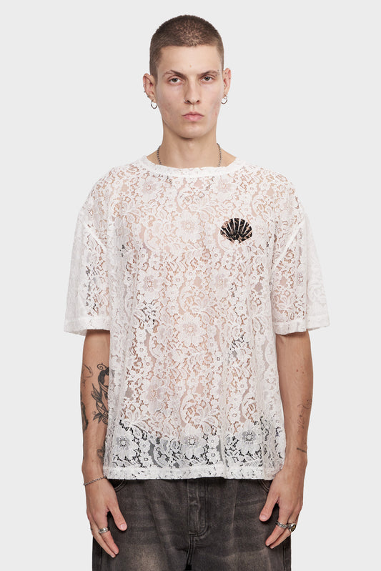 meskie#@Koszulka LACE LOGO TEE biała