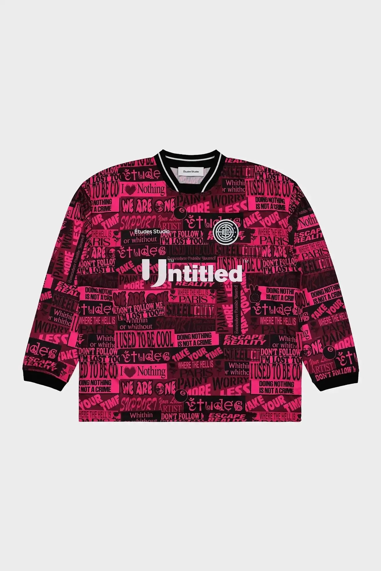Bluza typu long sleeve w odcieniach różu i czerni z nadrukiem tekstowym streetwear