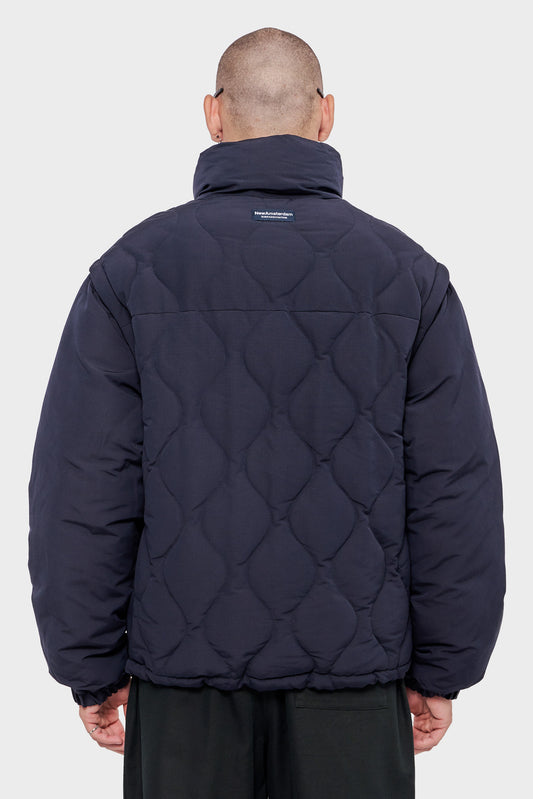 meskie#@Kurtka DETACHABLE SLEEVES QUILTED granatowa