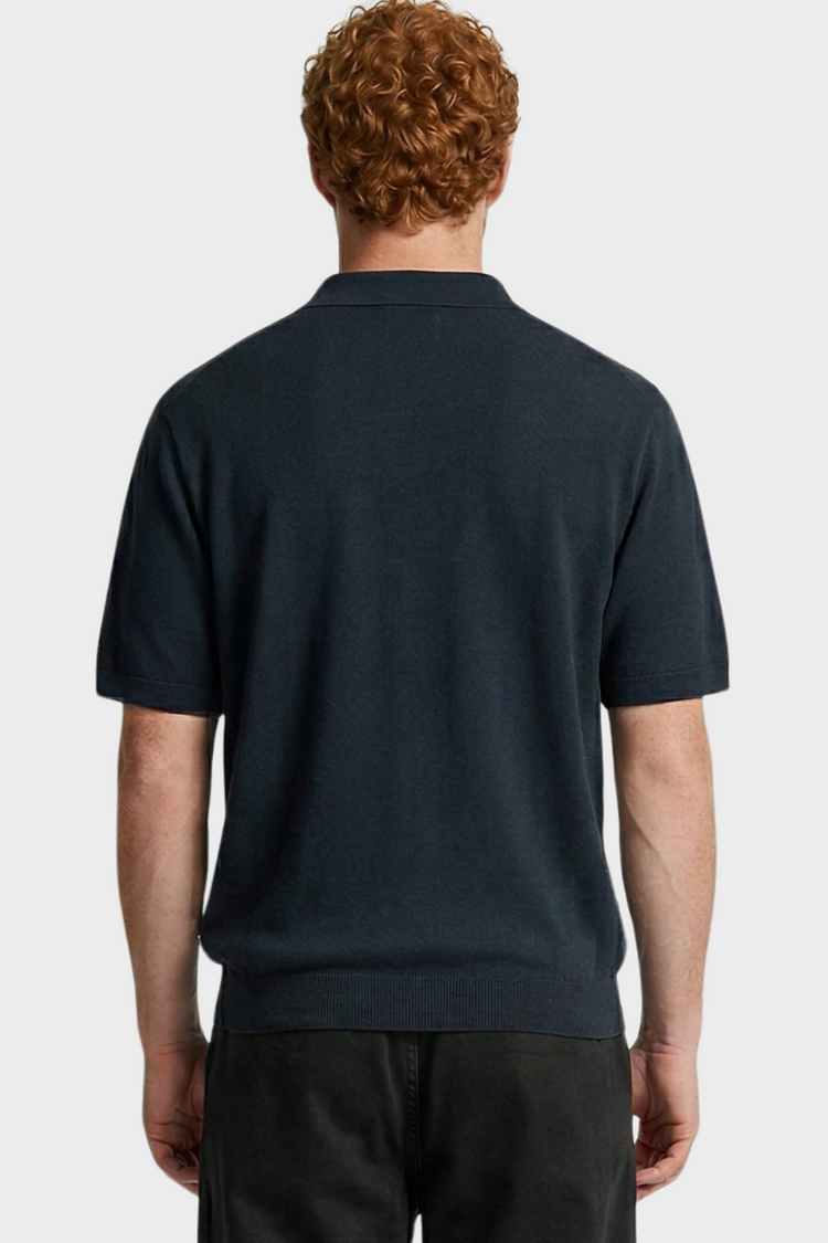 Polo SEA COTTON LINEN SS POLO granatowa