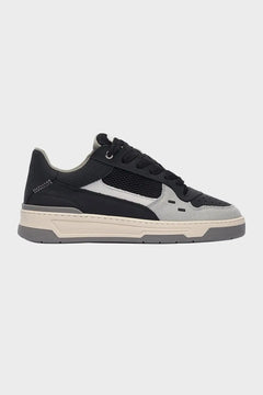 Czarno-szary sneaker męski, nowoczesny styl, gruba podeszwa, siateczka i skóra