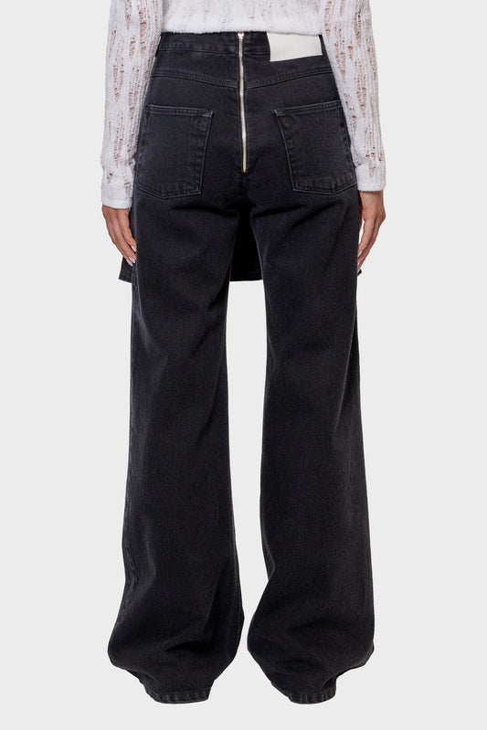 JEANS WITH SKIRT DETAIL black trousers