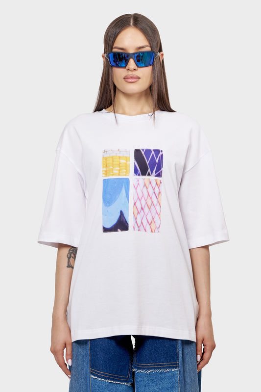 MOSAIC DETAIL T-shirt white