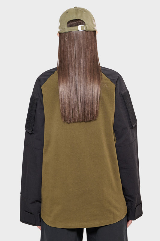 damskie#@Bluza TACTICAL HALF ZIP czarno/zielona