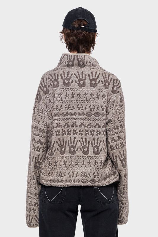 damskie#@Sweter KNOTTY KNIT szary