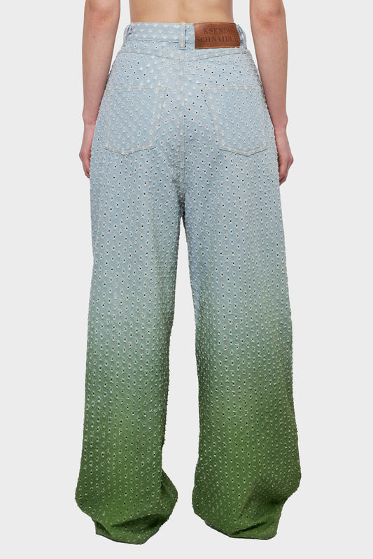 Spodnie PERFORATED JEANS jasnoniebieskie/zielone