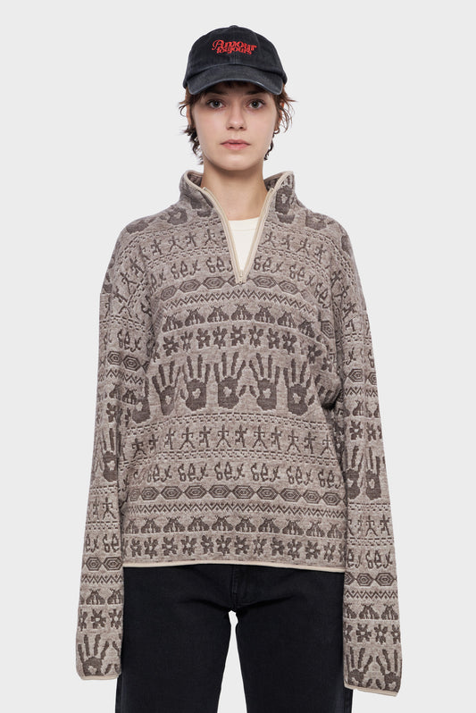 damskie#@Sweter KNOTTY KNIT szary