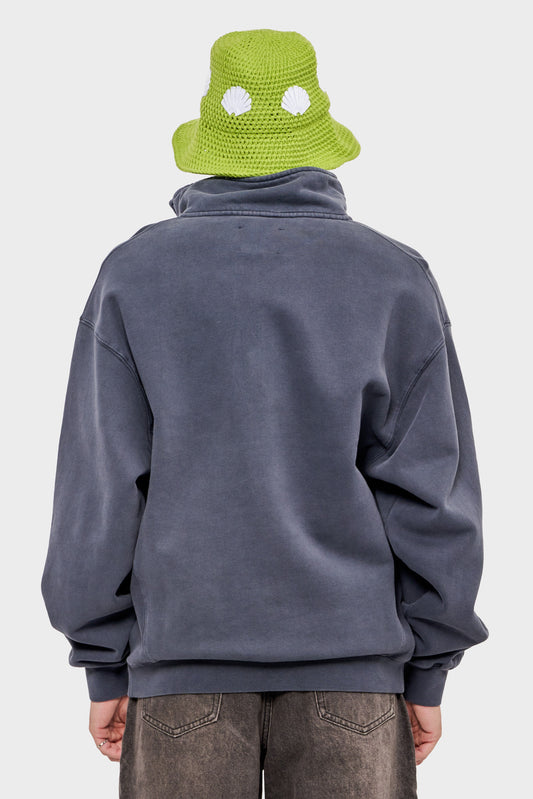 meskie#@Sweter SEA HALF ZIP szary