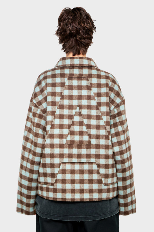damskie#@Kurtka WOOL CHECK brązowa