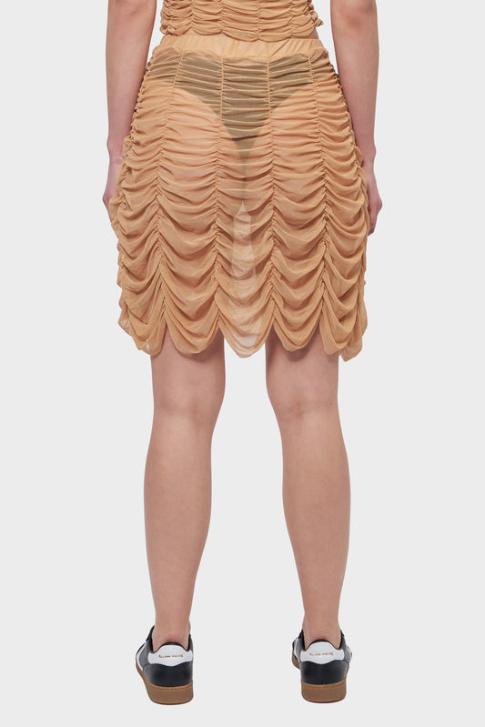 MESH DRAPE SKIRT beige