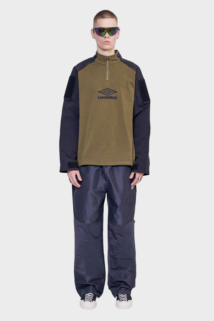 meskie#@Bluza TACTICAL HALF ZIP czarno/zielona
