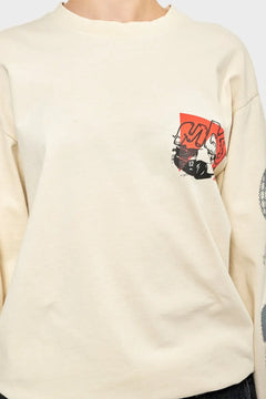 Beżowa bluza z nadrukiem graficznym na piersi, modna odzież streetwear unisex