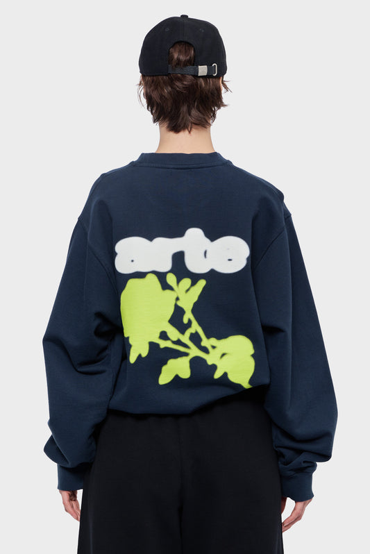 damskie#@Bluza BLUR FLOWER CREWNECK granatowa