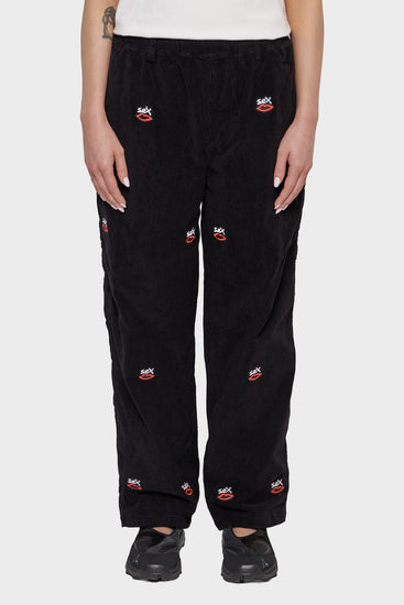 damskie#@Spodnie SEX LOGO EMBROIDERED czarne