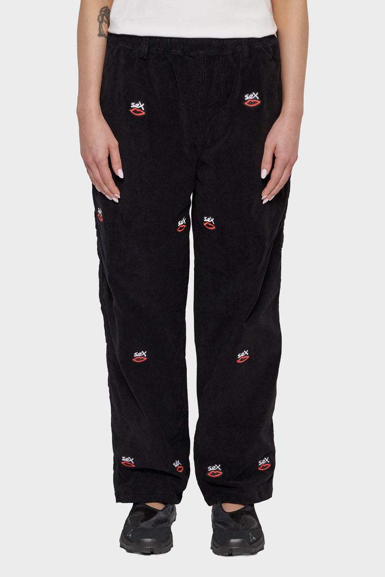 damskie#@Spodnie SEX LOGO EMBROIDERED czarne