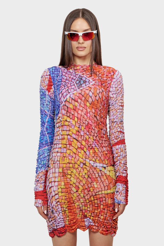 DRAPED MOSAIC MESH LONGSLEEVE longsleeve, multicolored