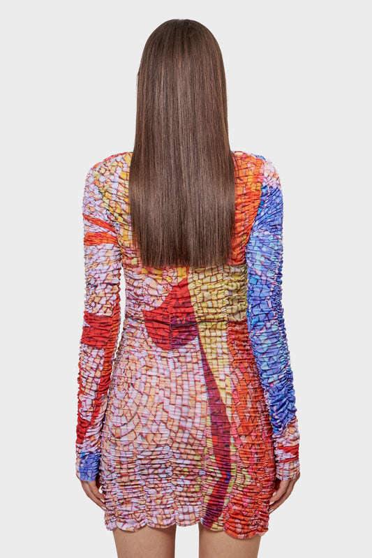 DRAPED MOSAIC MESH LONGSLEEVE longsleeve, multicolored