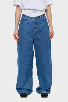 Spodnie BOXER WIDE JEANS niebieskie/ białe