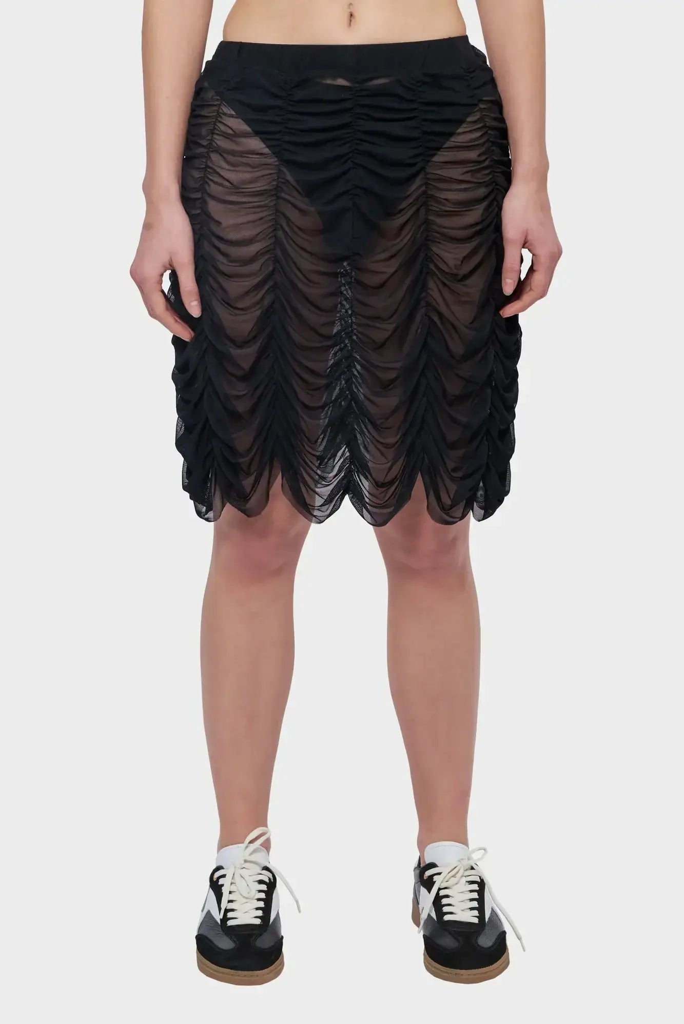 MESH DRAPE SKIRT black