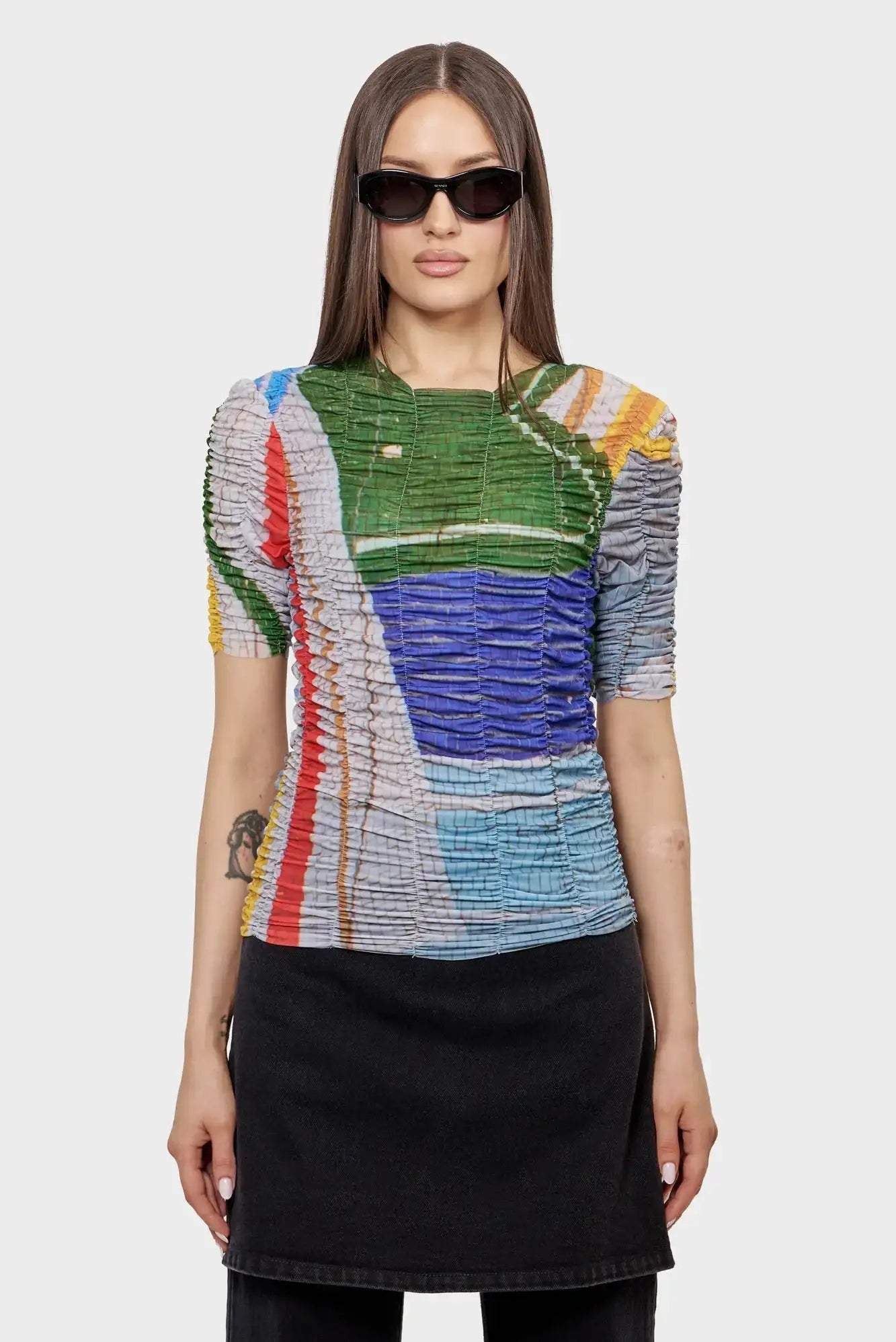 Draped Mosaic Top Multicolor