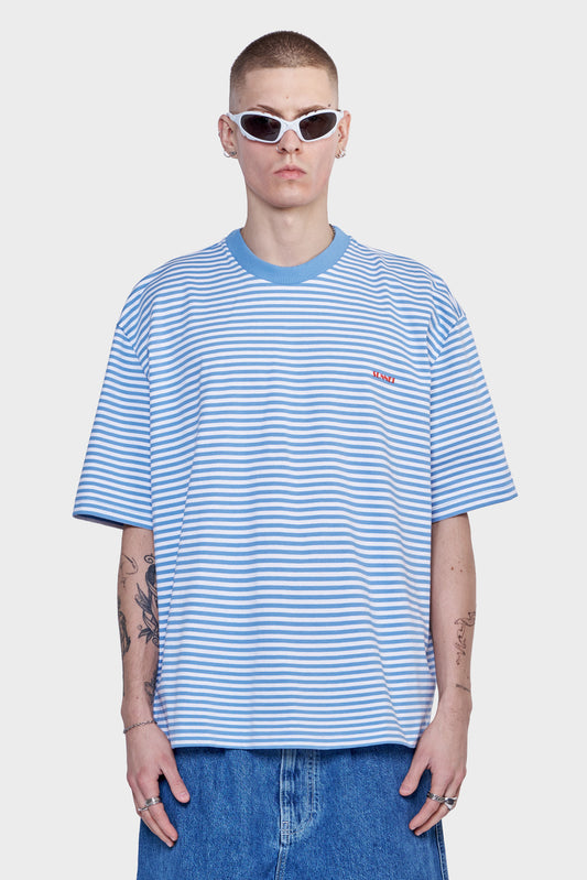 meskie#@Koszulka OVER T-SHIRT niebiesko-biała