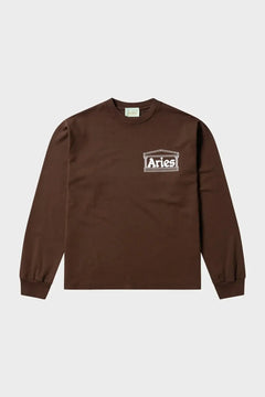 Brązowa bluza z długim rękawem i logo Aries, odzież streetwear unisex
