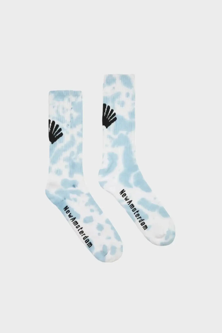 Socks TIE-DYE SINGLE white and blue