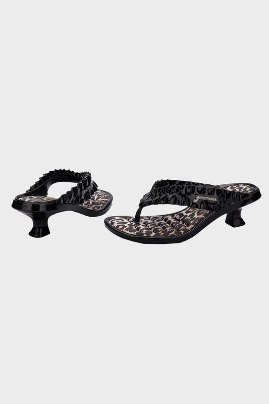 Japonki Melissa × Ganni Thong Kitten Heel czarne