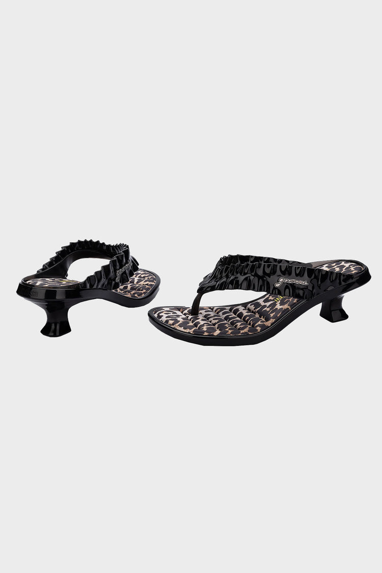 Japonki Melissa × Ganni Thong Kitten Heel czarne