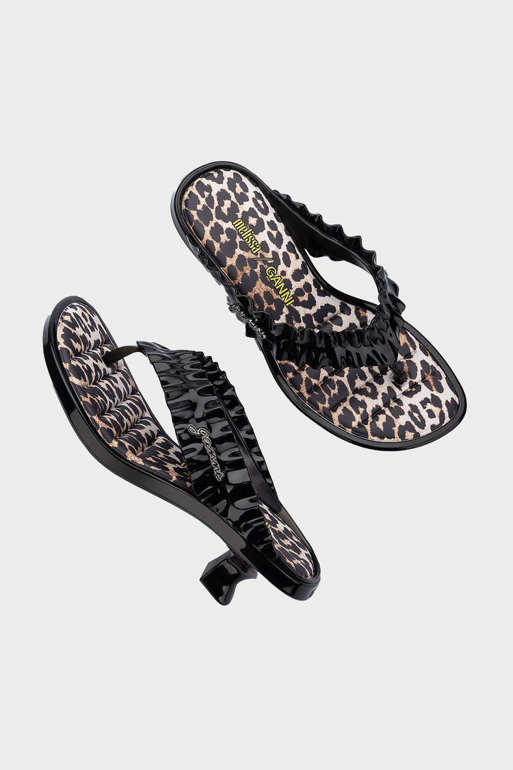 Japonki Melissa × Ganni Thong Kitten Heel czarne