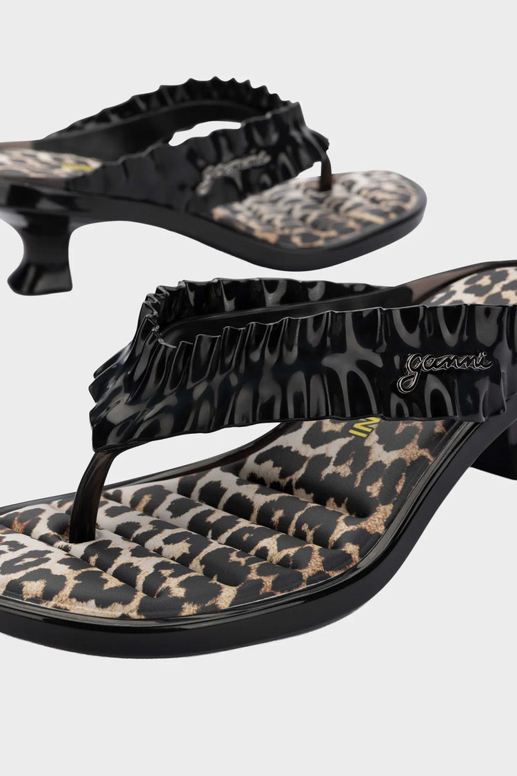 Japonki Melissa × Ganni Thong Kitten Heel czarne