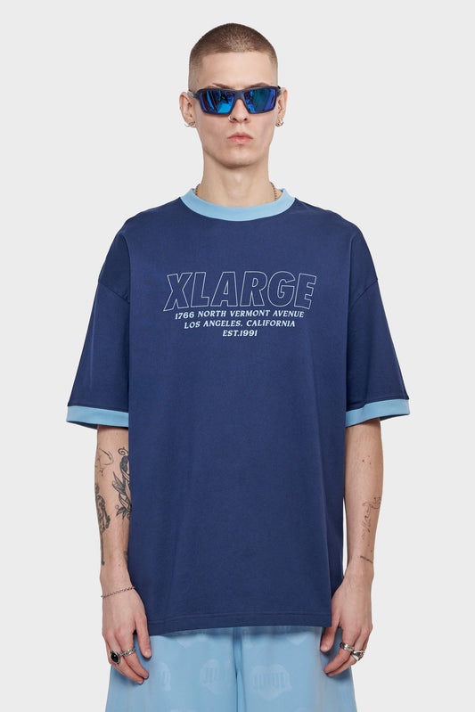 STORE ADDRESS RINGER navy blue T-shirt