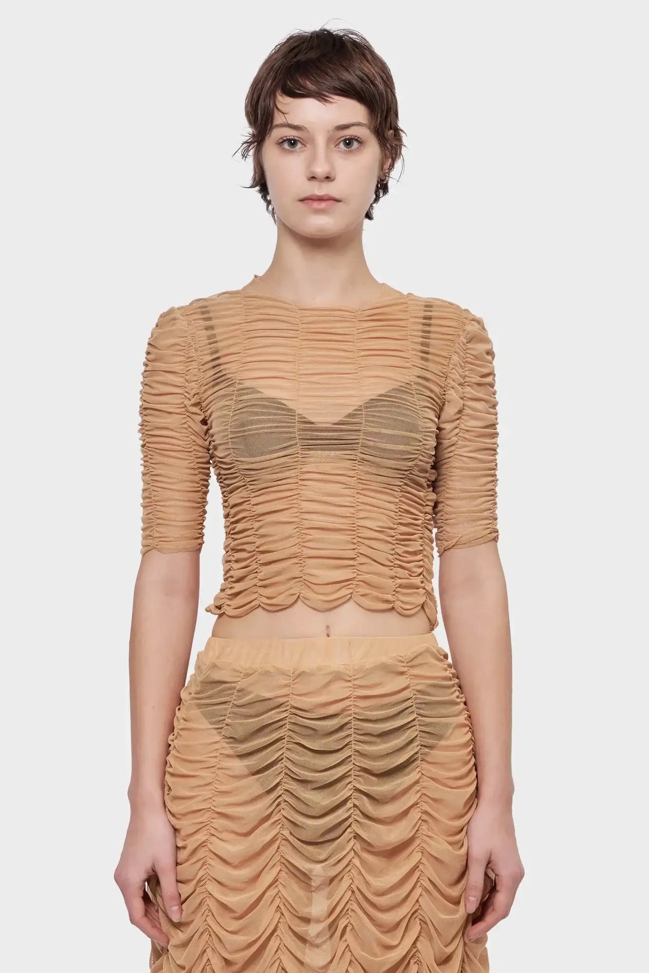 Top MESH DRAPE beige