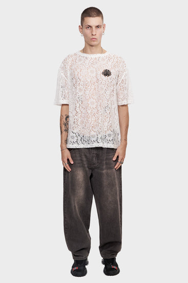 meskie#@Koszulka LACE LOGO TEE biała