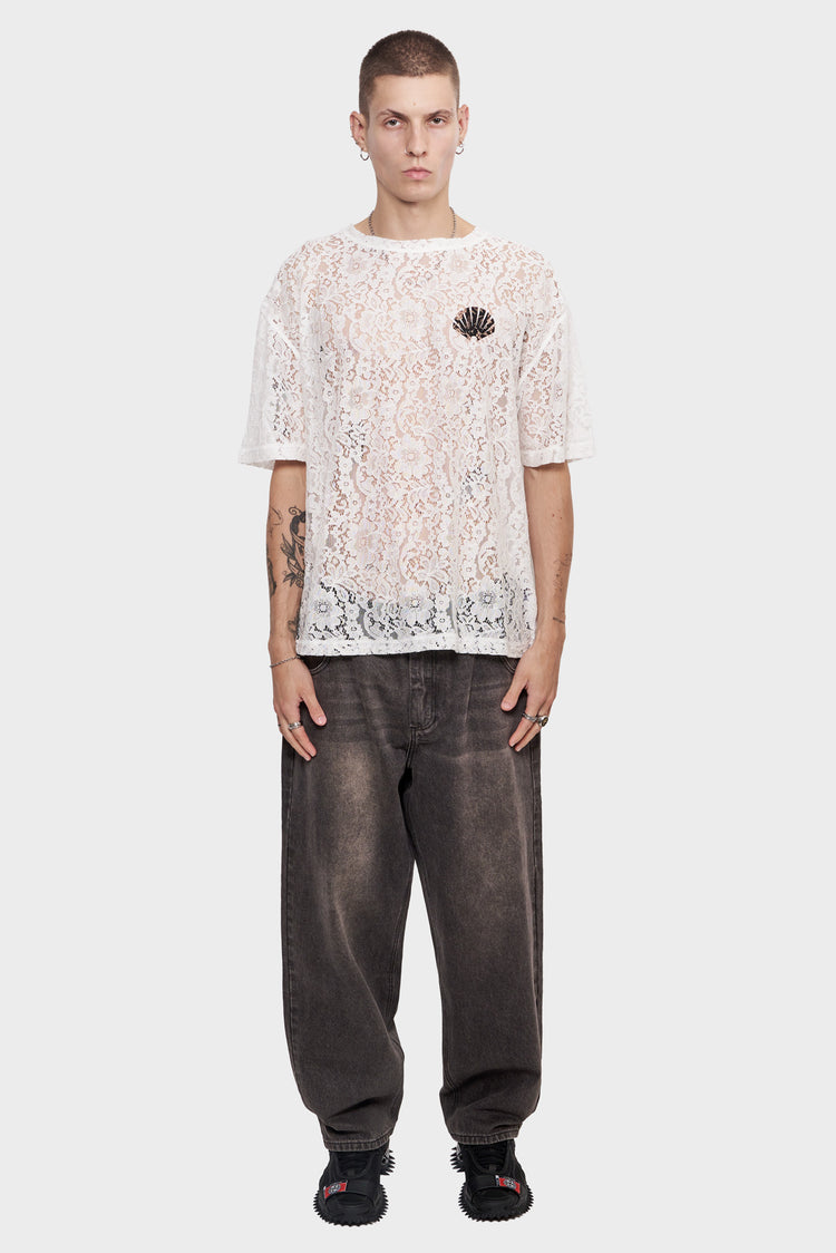 meskie#@Koszulka LACE LOGO TEE biała