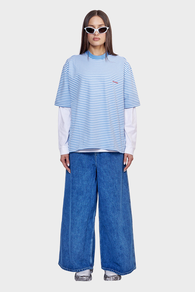 damskie#@Spodnie EXTRA OVER PANTS niebieskie