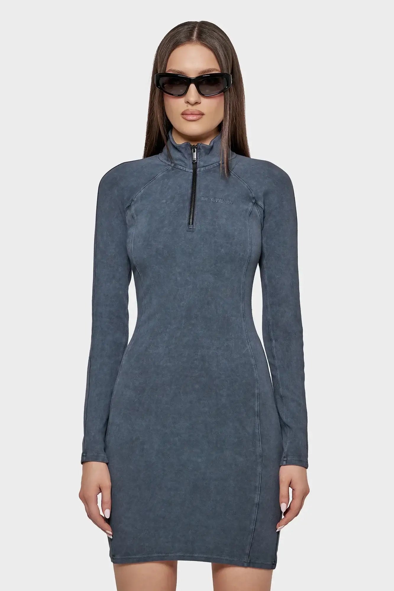 Dress HALF ZIP JERSEY DRESS gray