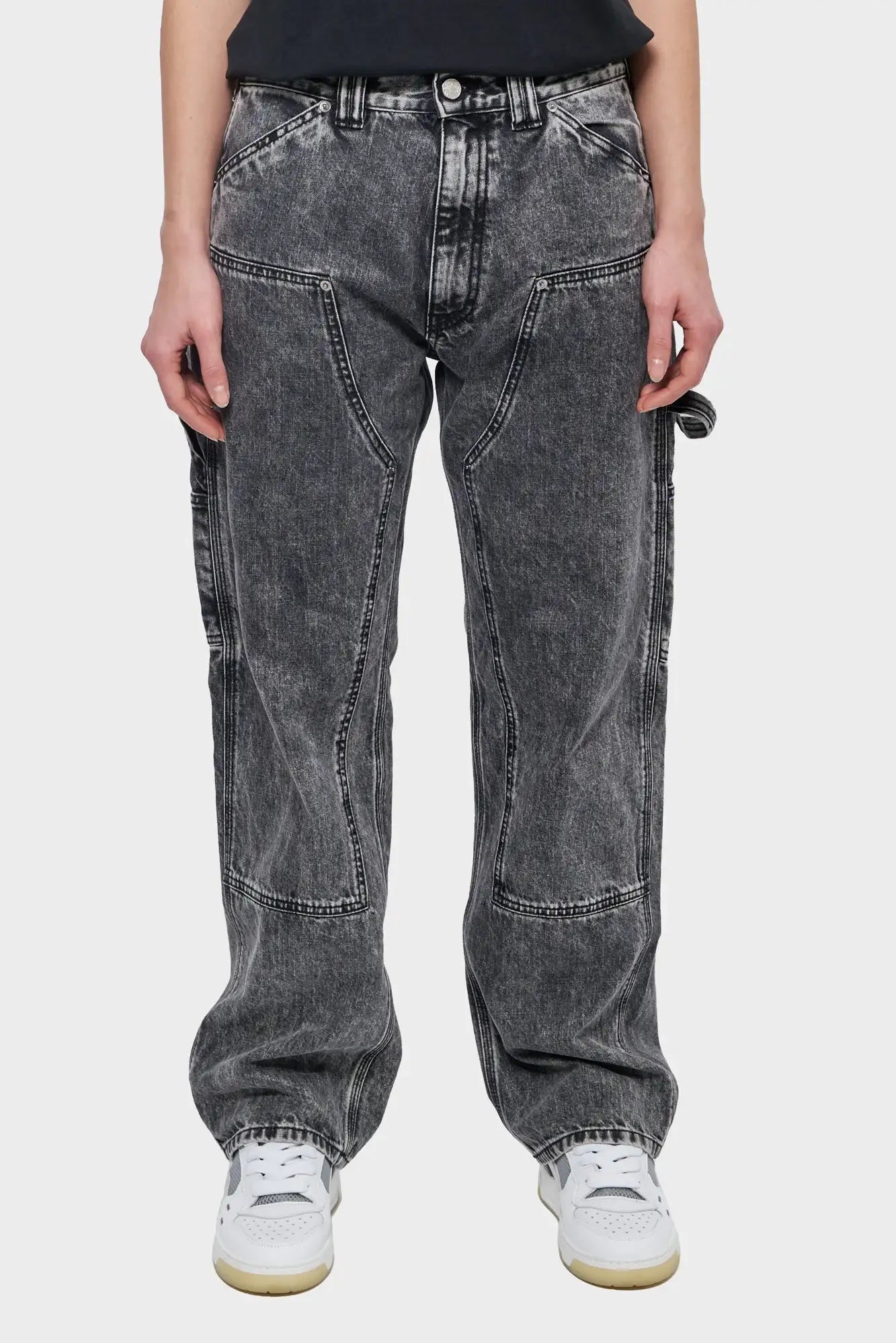 ACID WASH DENIM CARPENTER Black Trousers