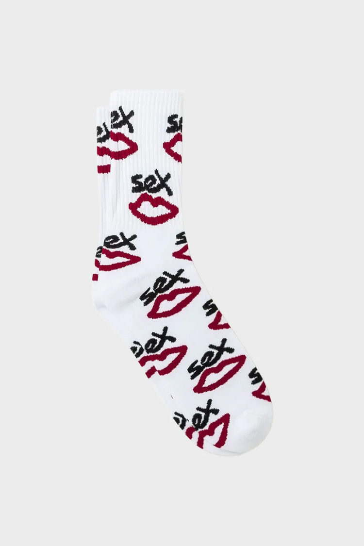 SEX AOP LOGO socks white