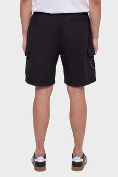 Czarne szorty cargo męskie z kieszeniami bocznymi, styl streetwear