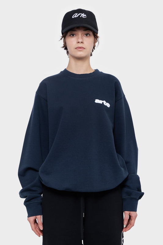 damskie#@Bluza BLUR FLOWER CREWNECK granatowa