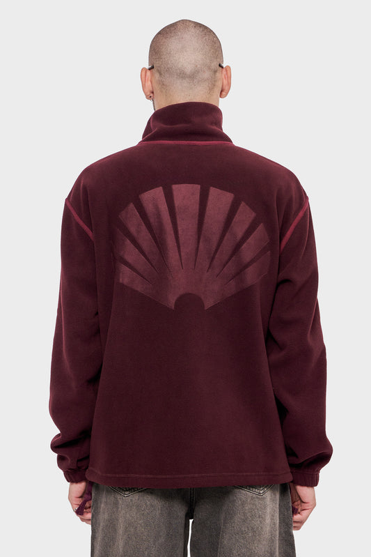 meskie#@Kurtka FLEECE HALF ZIP Bordowa